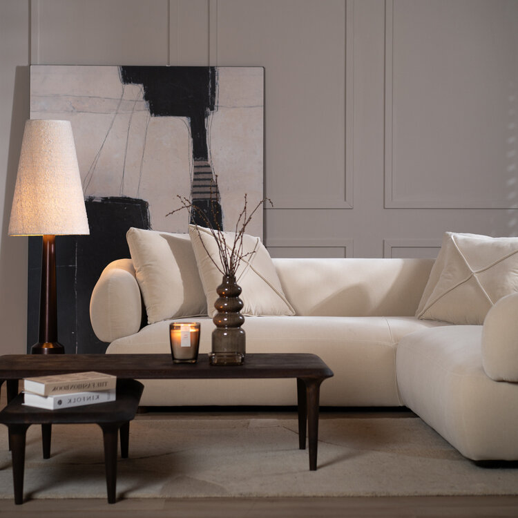 Ecksofa Palermo Samt beige rechts