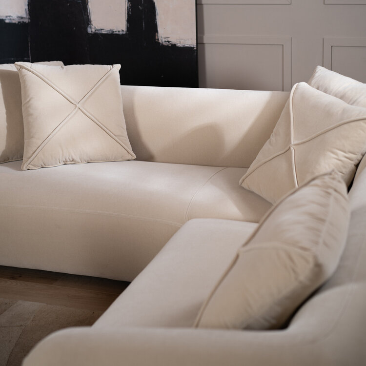 Ecksofa Palermo Samt beige rechts