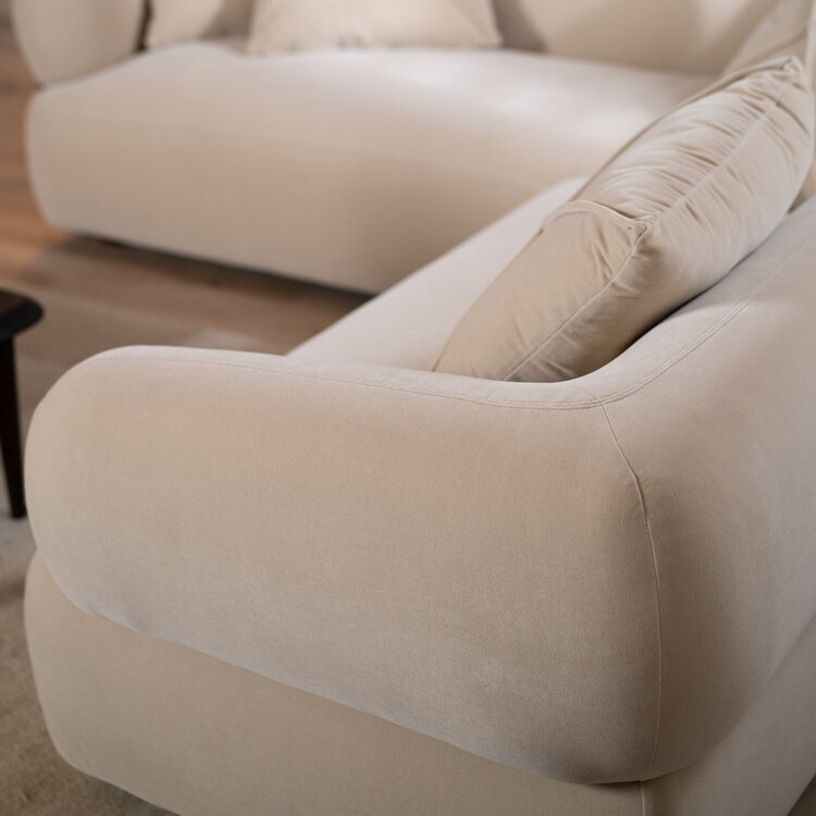 Ecksofa Palermo Samt beige rechts