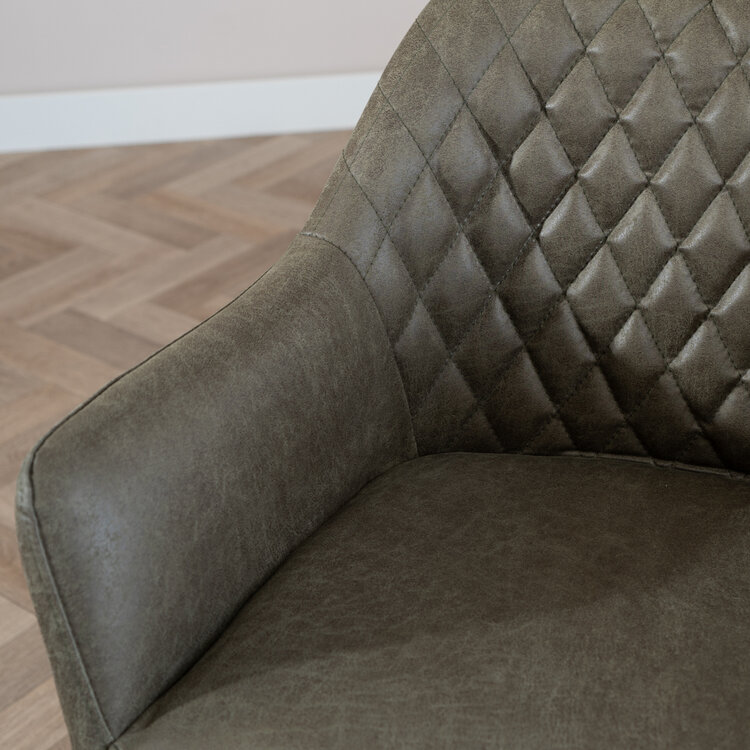 Esszimmerstuhl Leder Levi mit Rollen Grün