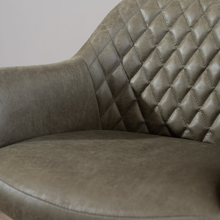 Esszimmerstuhl Leder Levi mit Rollen Grün