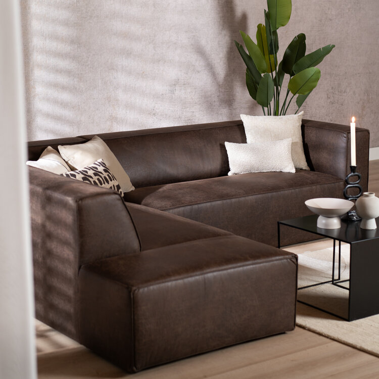 Ecksofa Memphis Eco-Leder braun links
