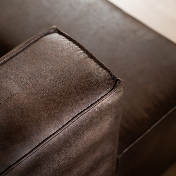 Ecksofa Memphis Eco-Leder braun links