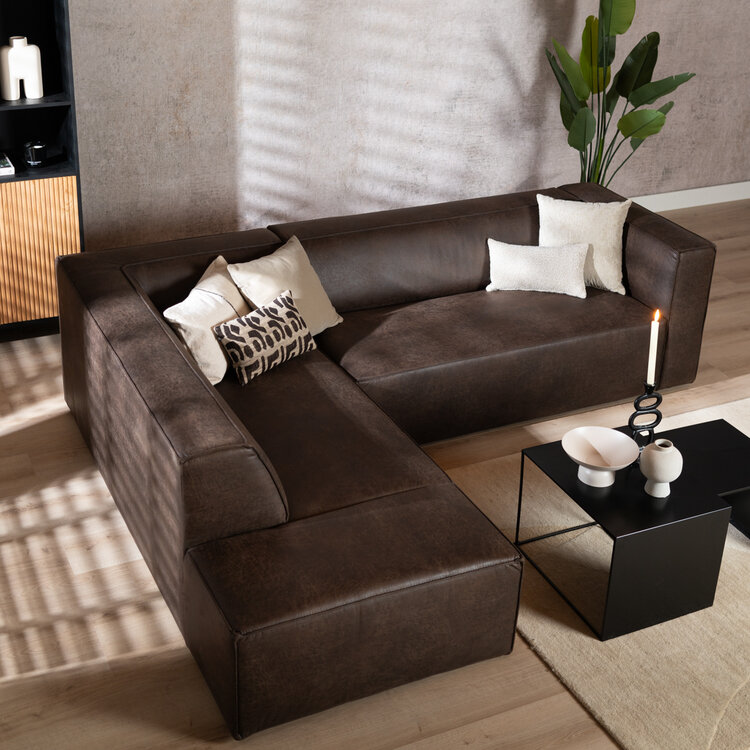Ecksofa Memphis Eco-Leder braun links