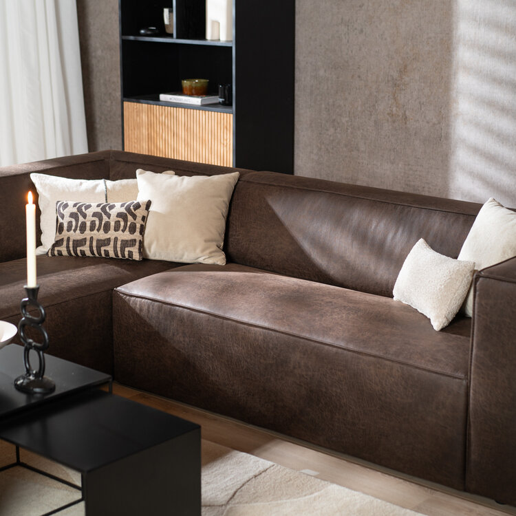 Ecksofa Memphis Eco-Leder braun links
