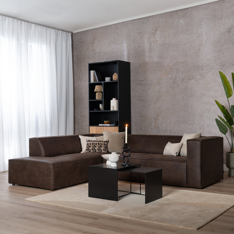 Ecksofa Memphis Eco-Leder braun links