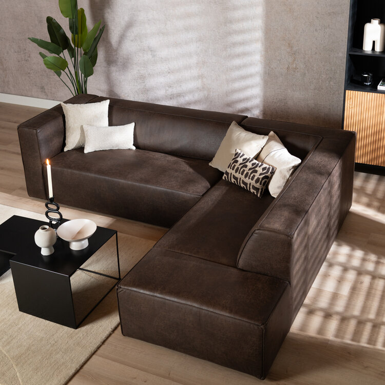 Ecksofa Memphis Eco-Leder braun rechts