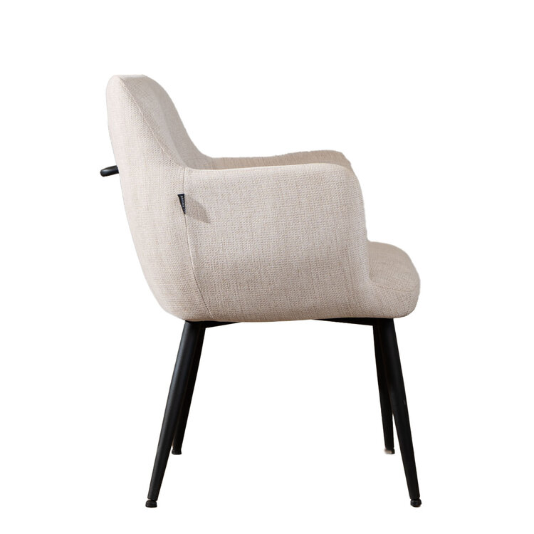 Esszimmerstuhl Lars recycelter Stoff mit Armlehne beige