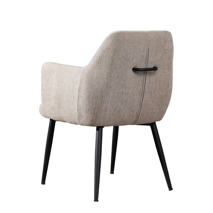 Esszimmerstuhl Lars recycelter Stoff mit Armlehne taupe