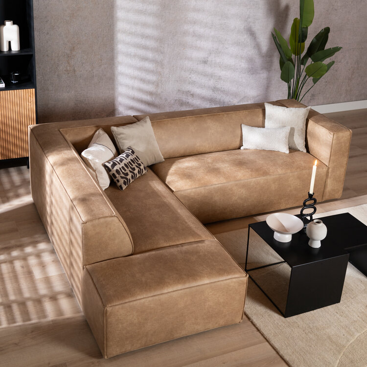 Ecksofa Memphis Eco-Leder beige links
