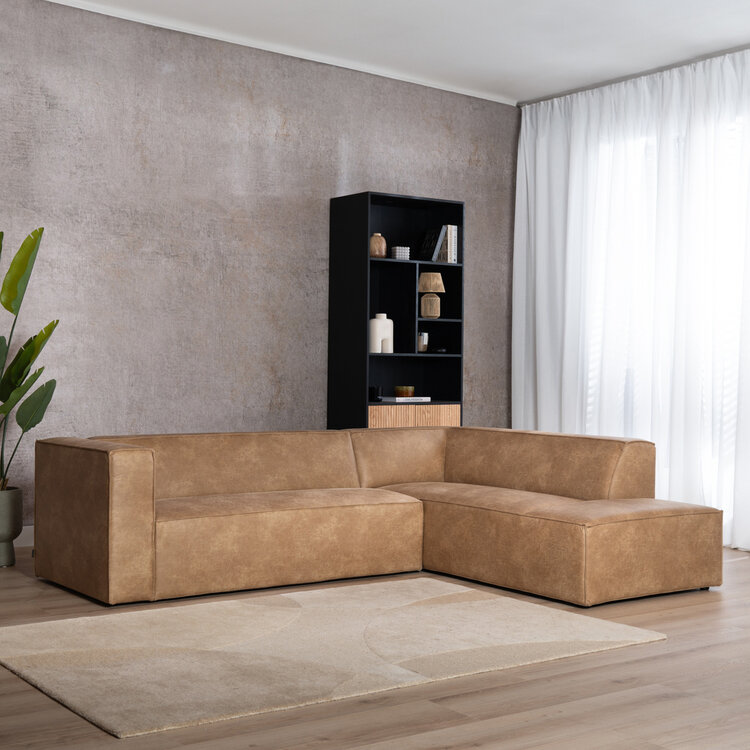Ecksofa Memphis Eco-Leder beige rechts