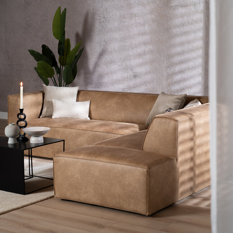 Ecksofa Memphis Eco-Leder beige rechts