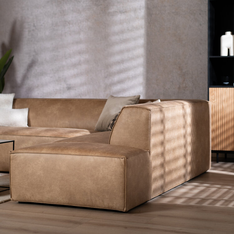 Ecksofa Memphis Eco-Leder beige rechts