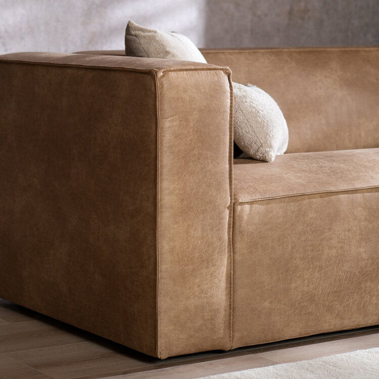 Ecksofa Memphis Eco-Leder beige rechts