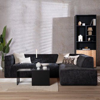 Ecksofa Memphis Chenille schwarz rechts