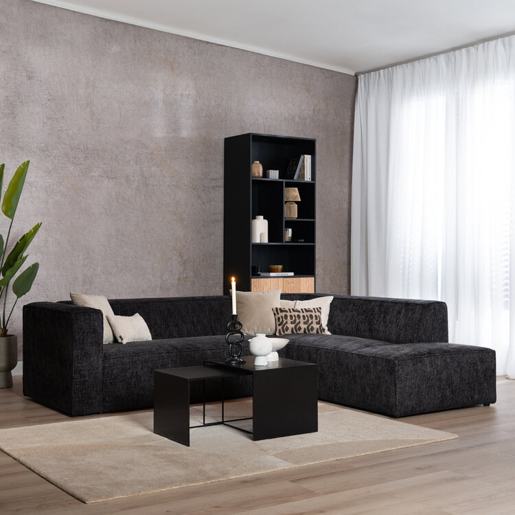 Ecksofa Memphis Chenille schwarz rechts