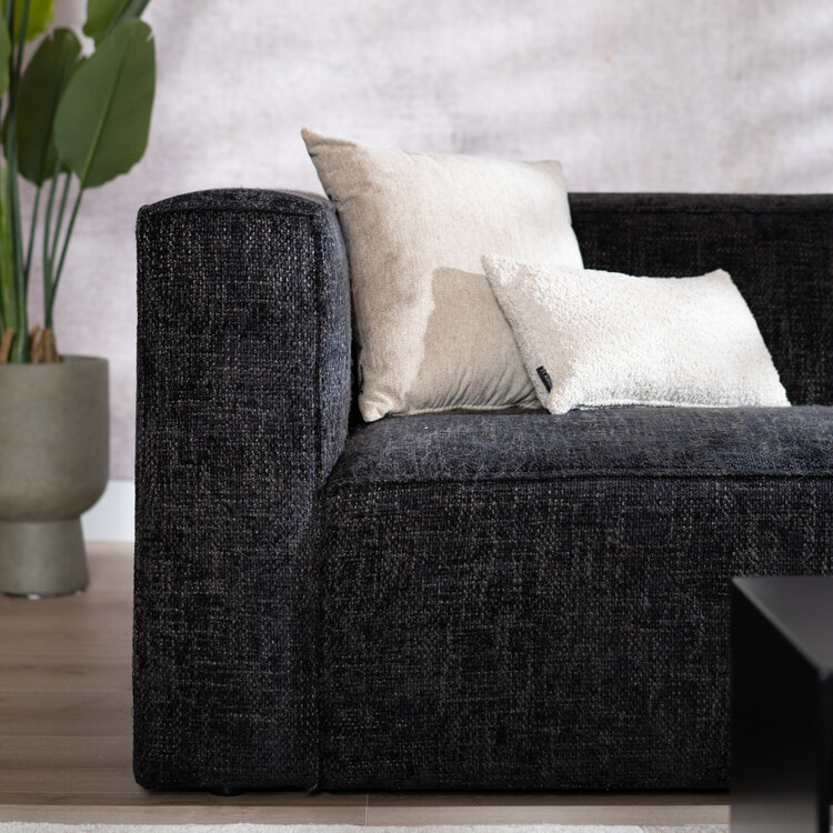 Ecksofa Memphis Chenille schwarz rechts