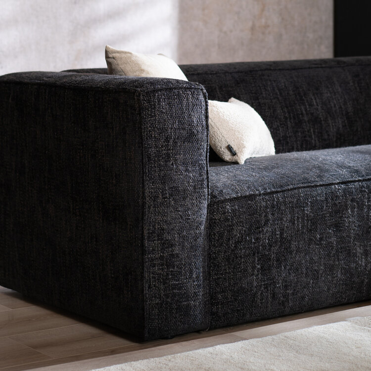 Ecksofa Memphis Chenille schwarz rechts