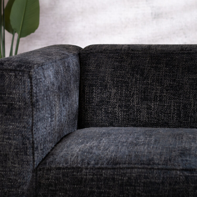 Ecksofa Memphis Chenille schwarz rechts