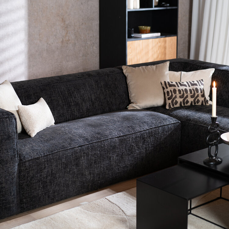 Ecksofa Memphis Chenille schwarz rechts