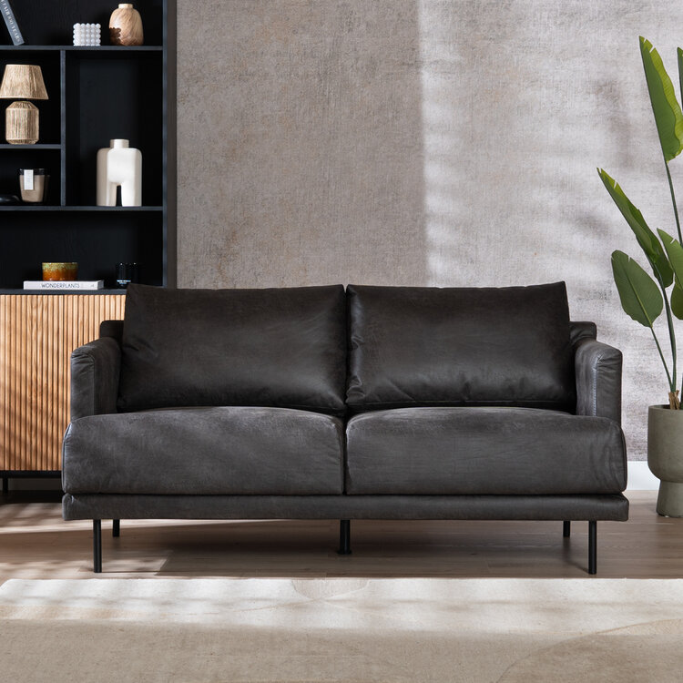 Ledersofa Denver 2,5-Sitzer anthrazit