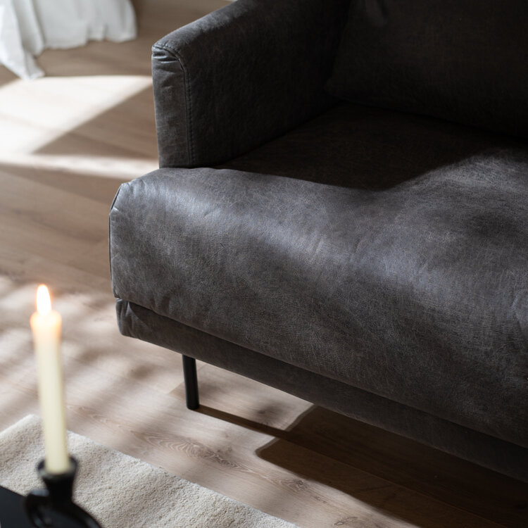 Ledersofa Denver 2,5-Sitzer anthrazit