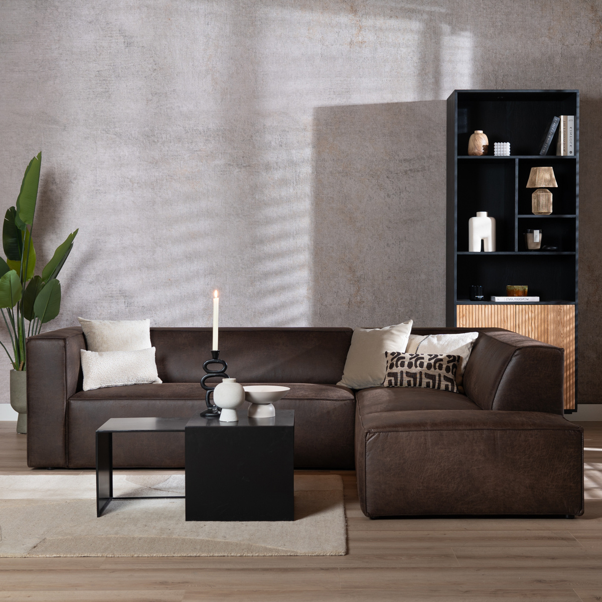 Ecksofa Memphis Leder braun rechts