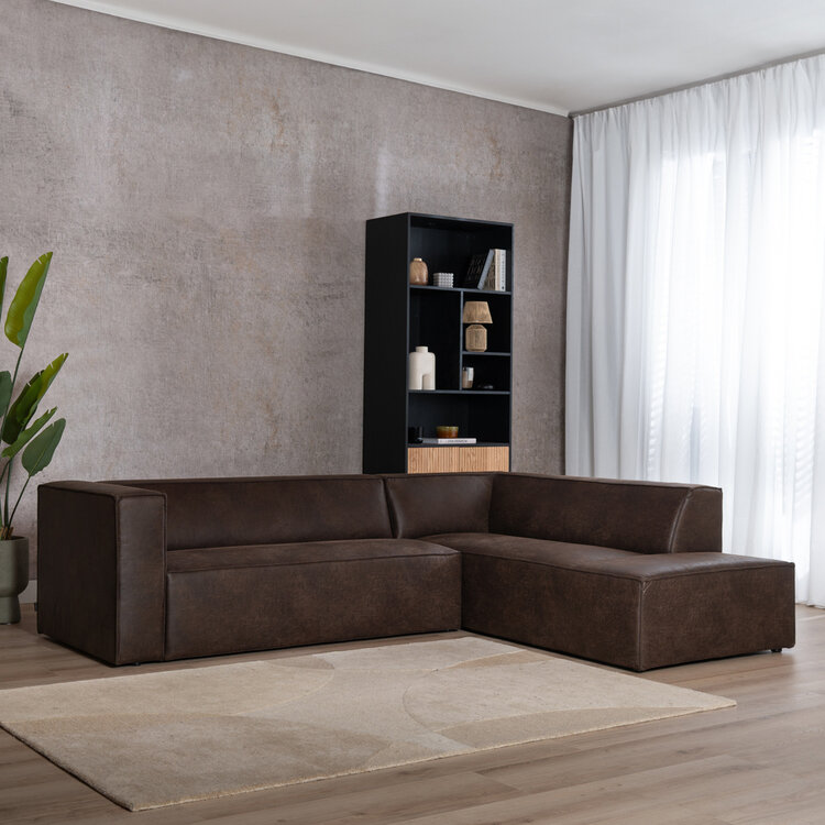 Ecksofa Memphis Eco-Leder braun rechts