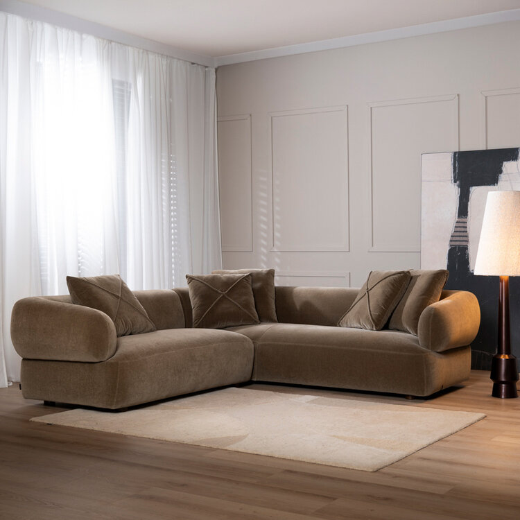 Ecksofa Palermo Samt braun links