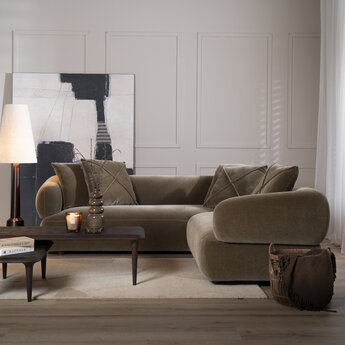 Ecksofa Palermo Samt braun rechts