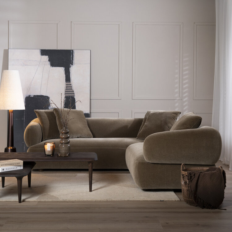 Ecksofa Palermo Samt braun rechts