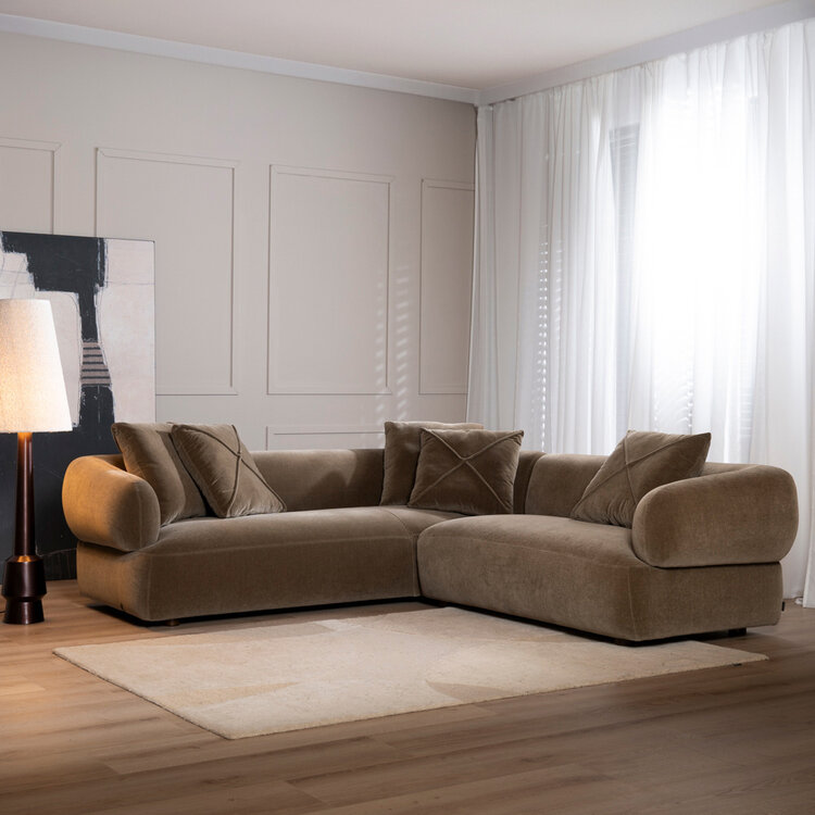 Ecksofa Palermo Samt braun rechts