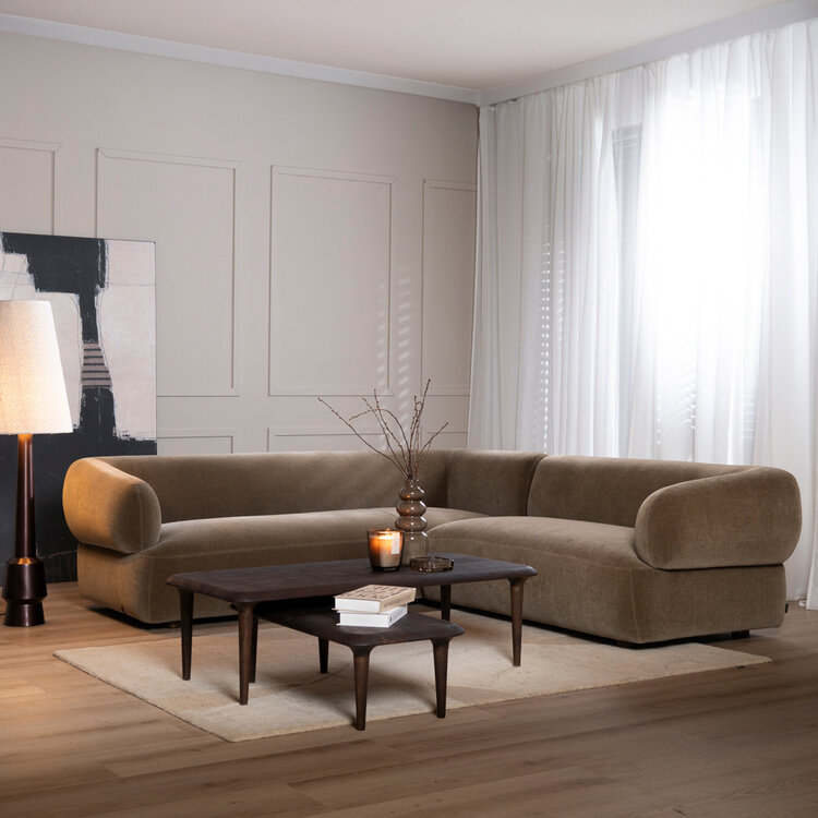 Ecksofa Palermo Samt braun rechts