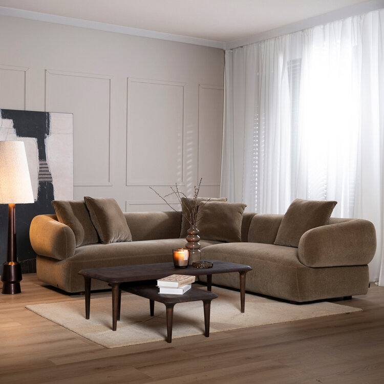 Ecksofa Palermo Samt braun rechts