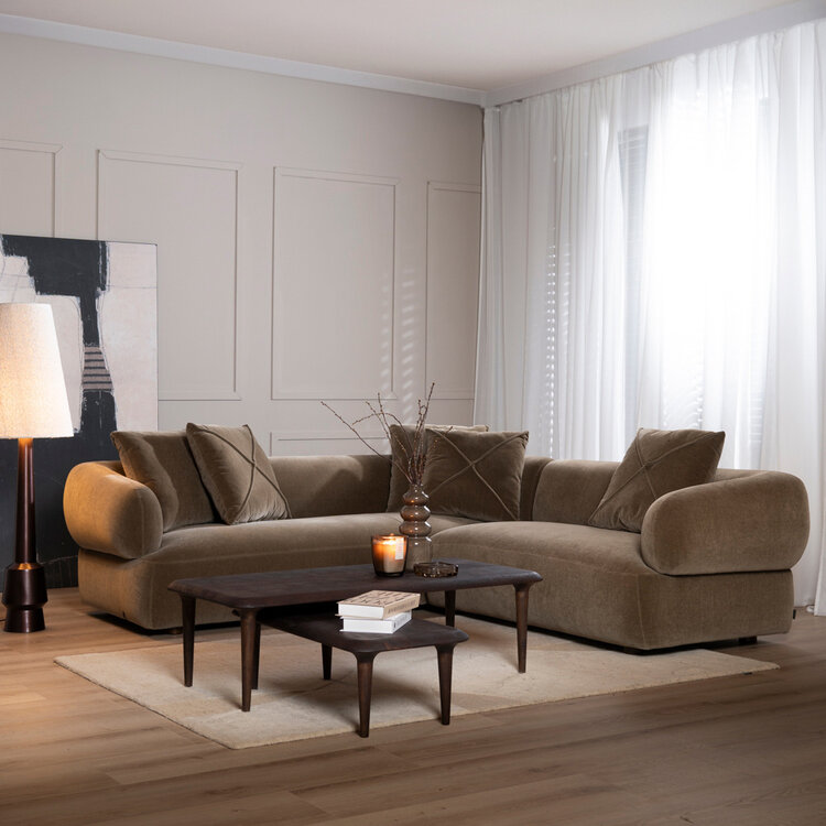 Ecksofa Palermo Samt braun rechts