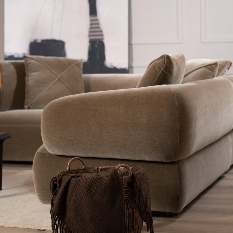 Ecksofa Palermo Samt braun rechts