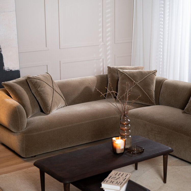 Ecksofa Palermo Samt braun rechts