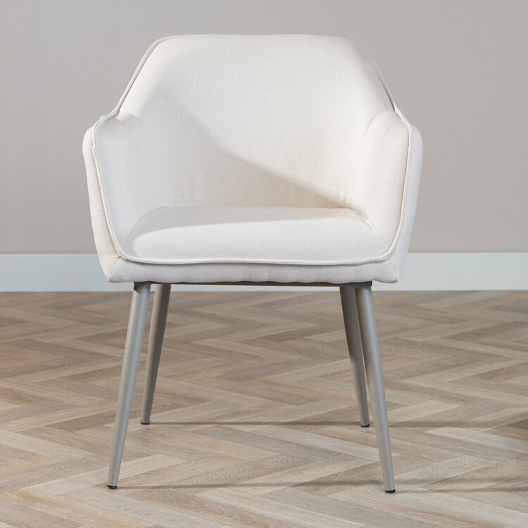 Esszimmerstuhl Elin recycelter Stoff mit Armlehne off white