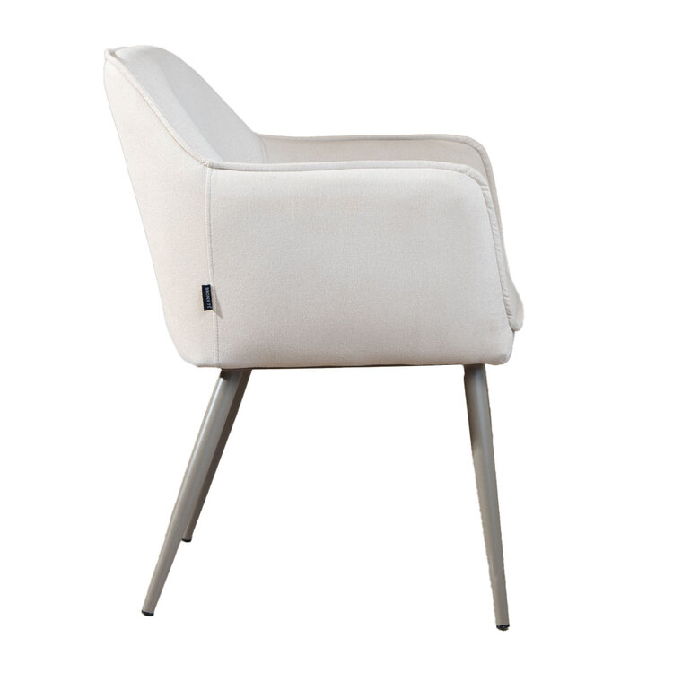 Esszimmerstuhl Elin recycelter Stoff mit Armlehne off white