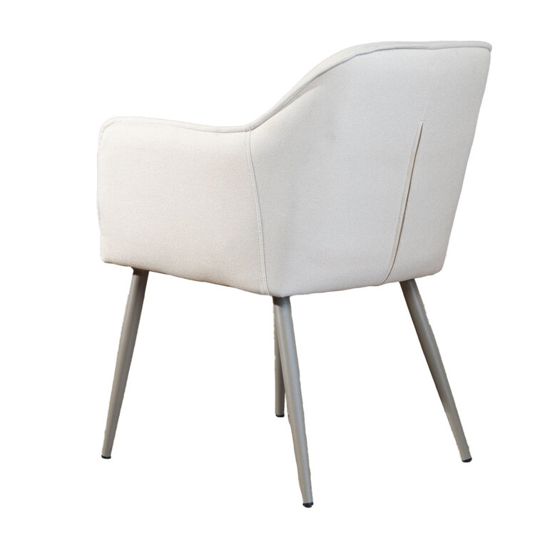 Esszimmerstuhl Elin recycelter Stoff mit Armlehne off white