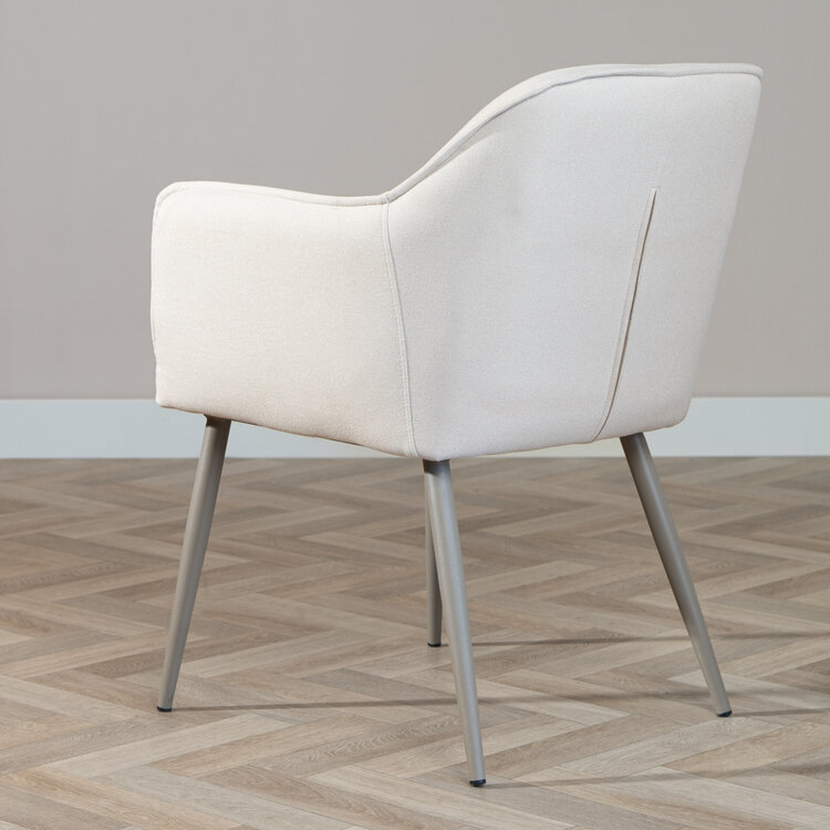 Esszimmerstuhl Elin recycelter Stoff mit Armlehne off white