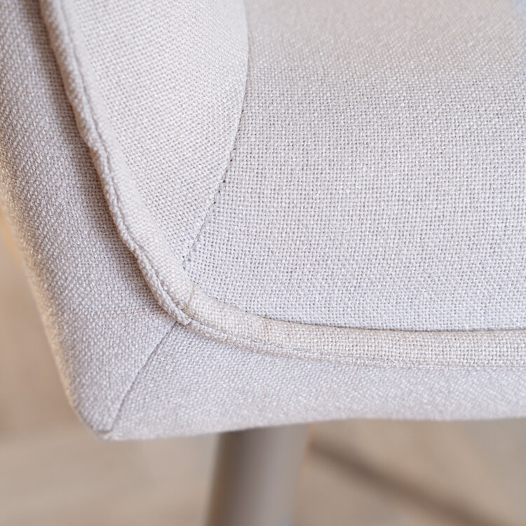 Esszimmerstuhl Elin recycelter Stoff mit Armlehne off white