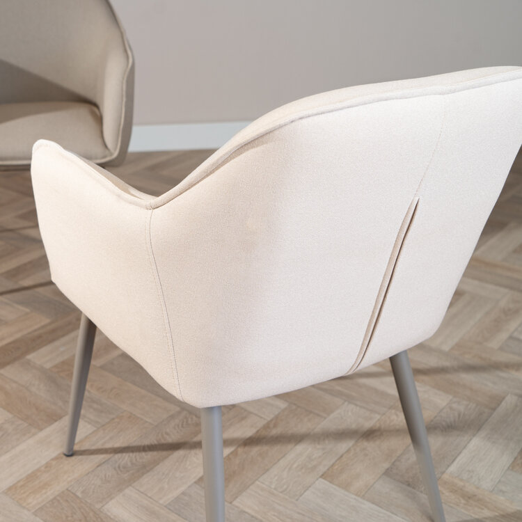 Esszimmerstuhl Elin recycelter Stoff mit Armlehne off white