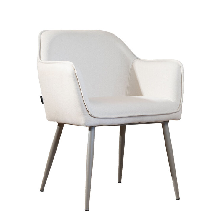Esszimmerstuhl Elin recycelter Stoff mit Armlehne off white
