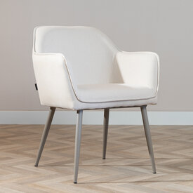 Esszimmerstuhl Elin recycelter Stoff mit Armlehne off white