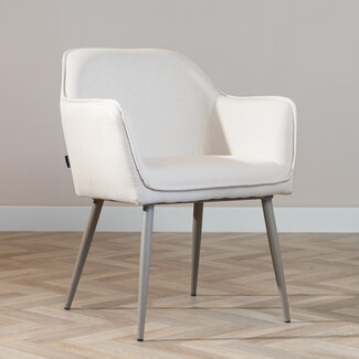 Esszimmerstuhl Elin recycelter Stoff mit Armlehne off white