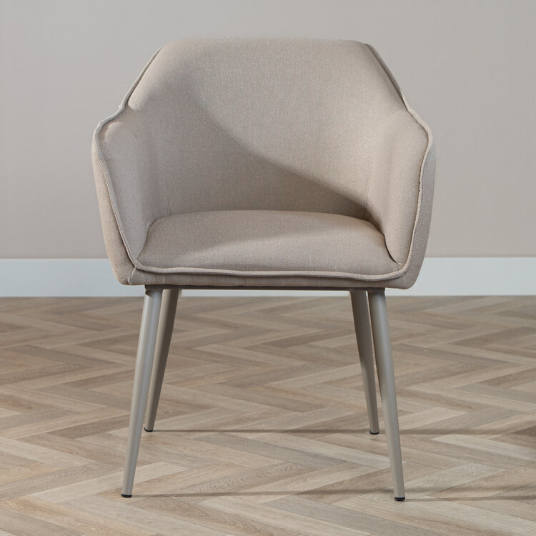 Esszimmerstuhl Elin recycelter Stoff mit Armlehne taupe