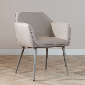 Esszimmerstuhl Elin recycelter Stoff mit Armlehne taupe