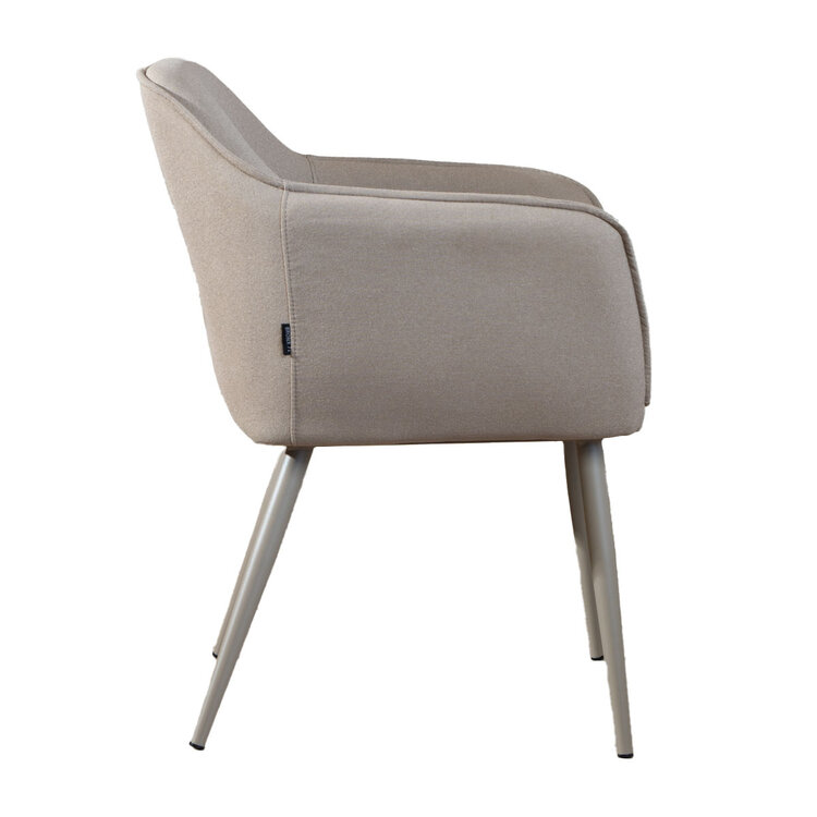 Esszimmerstuhl Elin recycelter Stoff mit Armlehne taupe