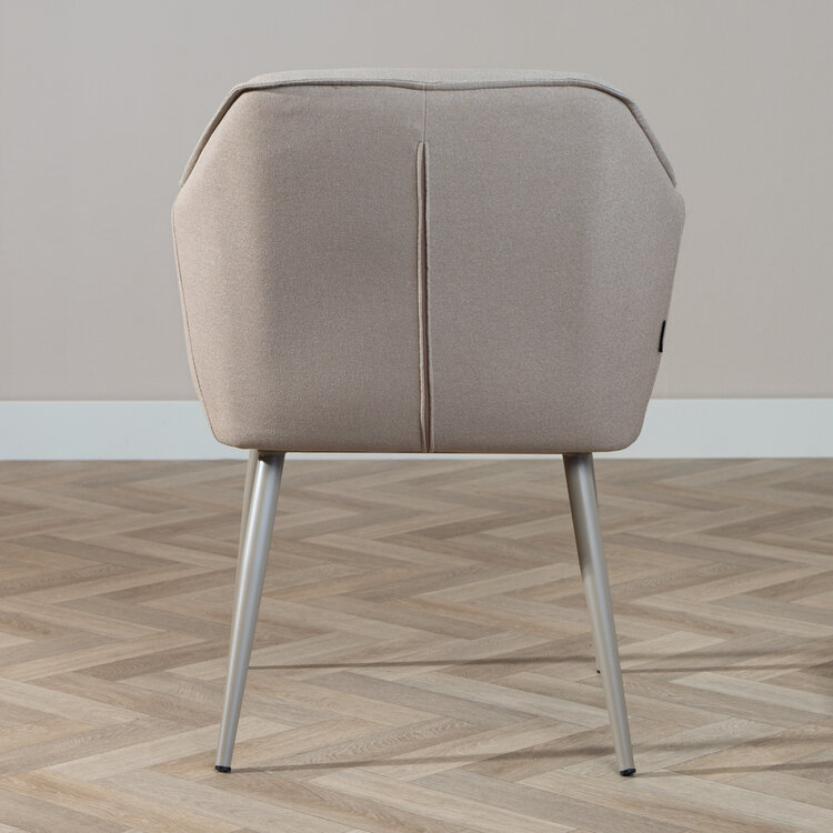 Esszimmerstuhl Elin recycelter Stoff mit Armlehne taupe